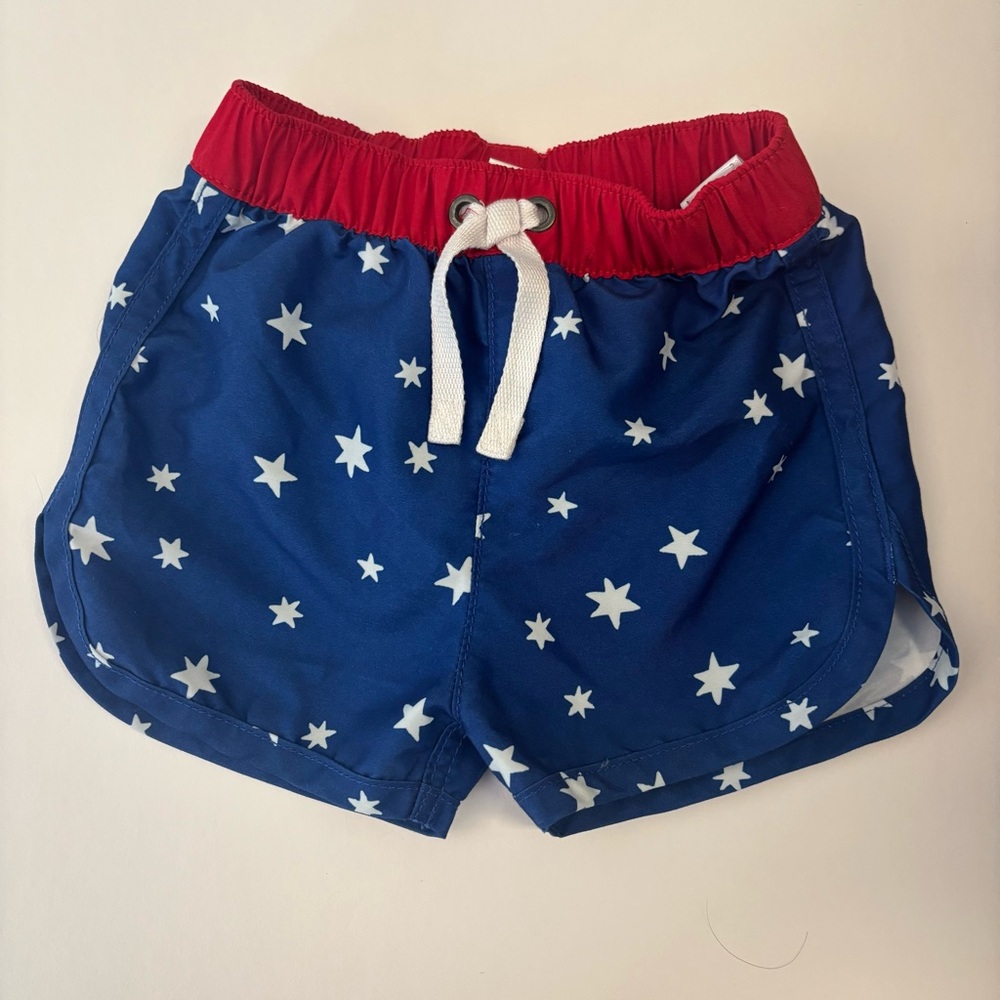 Hanna Andersson Baby Boy Red White Blue Star Patriotic Swim Trunks size 6-12 mos